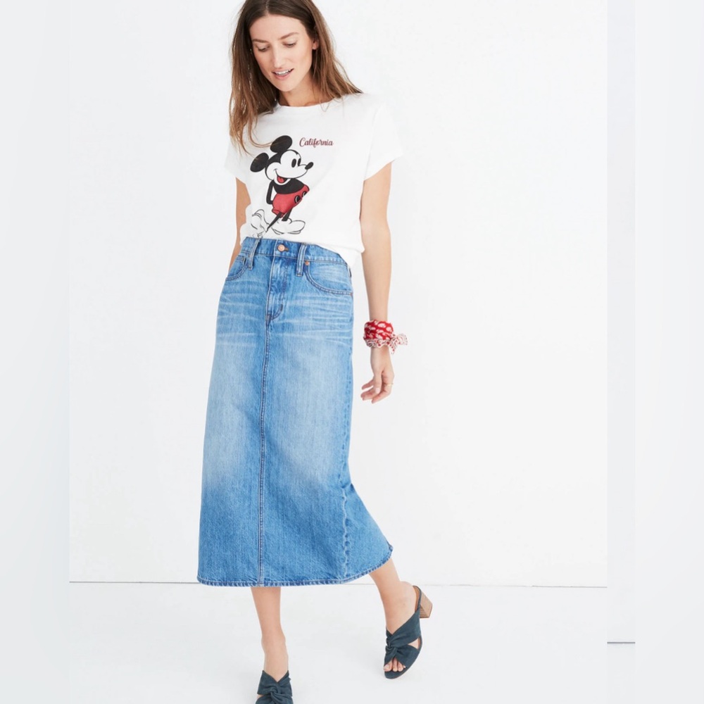 Madewell Denim Midi Skirt Size 31 Classic High Rise Blue Jean Maxi Skirt Y2K EUC